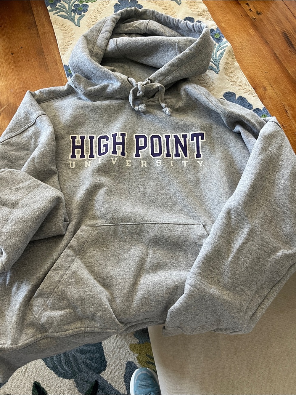 Champion Gray High Point University Pullover Hoodie with Purple Lettering